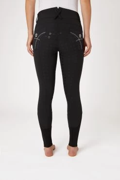 Horze Women's Silicone Full Seat Breeches With Embroidery And Crystals -Sports - Equestrian Riding Shop 36954 bl 04