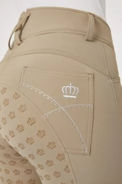 Horze Women's Silicone Full Seat Breeches With Embroidery And Crystals -Sports - Equestrian Riding Shop 36954 sgr 06