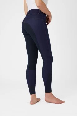 Horze Women's Leather Full Seat Denim Breeches 8 Horze Women's Leather Full Seat Denim Breeches -Sports - Equestrian Riding Shop 36956 DNB 2
