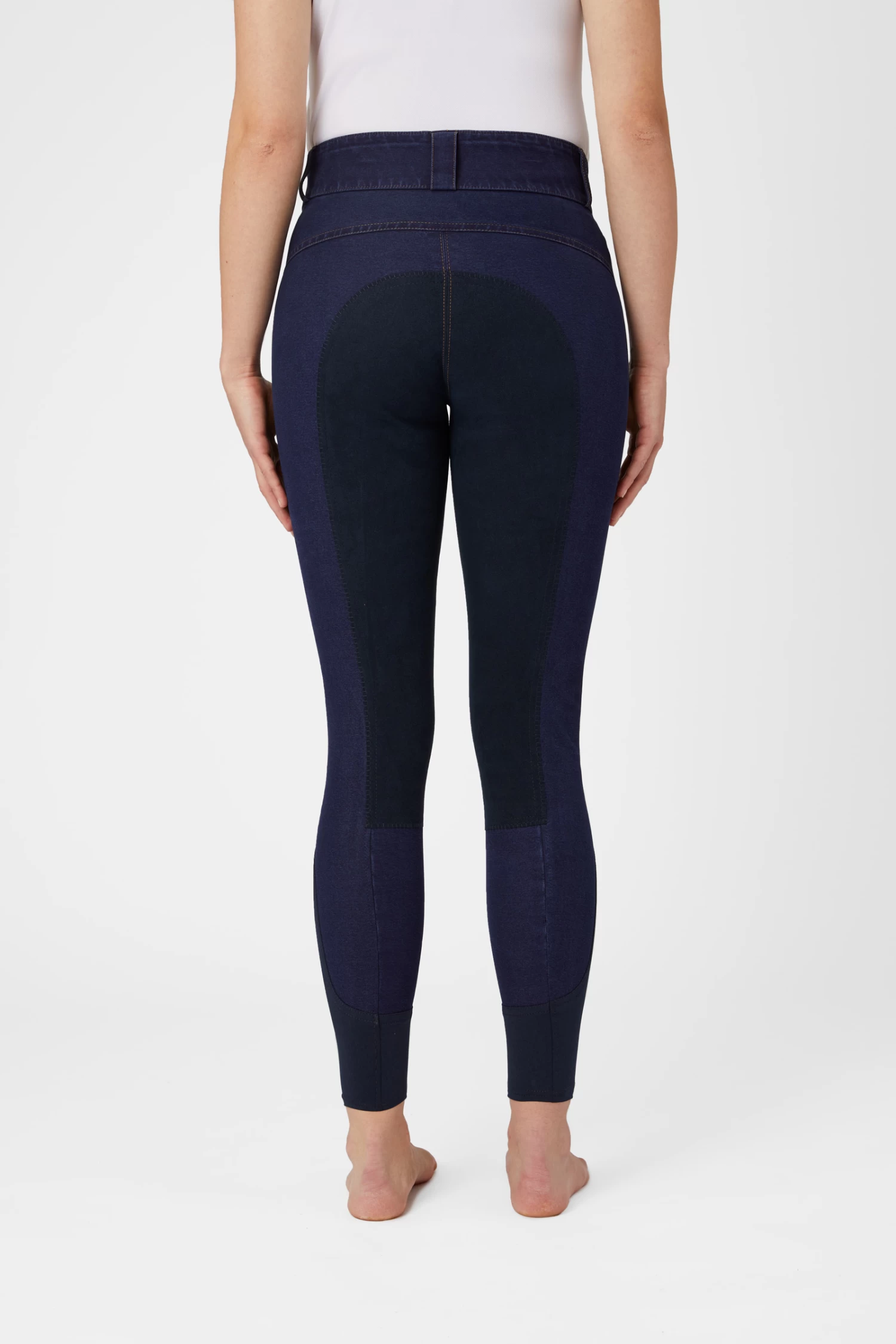 Horze Women's Leather Full Seat Denim Breeches 6 Horze Women's Leather Full Seat Denim Breeches - Image 4