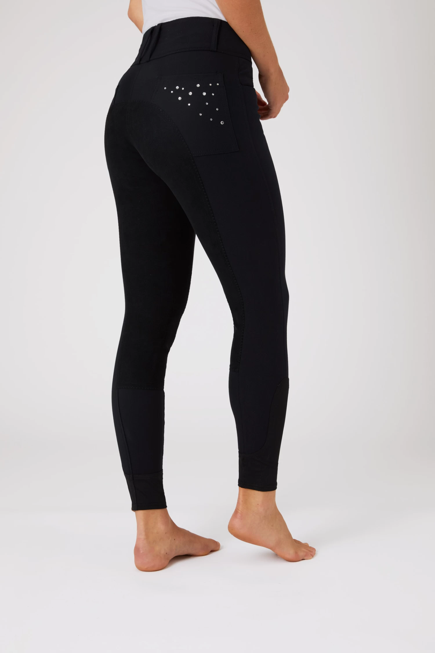 Horze Women's Leather Full Seat Breeches With Crystal Pockets 4 Horze Women's Leather Full Seat Breeches With Crystal Pockets - Image 2