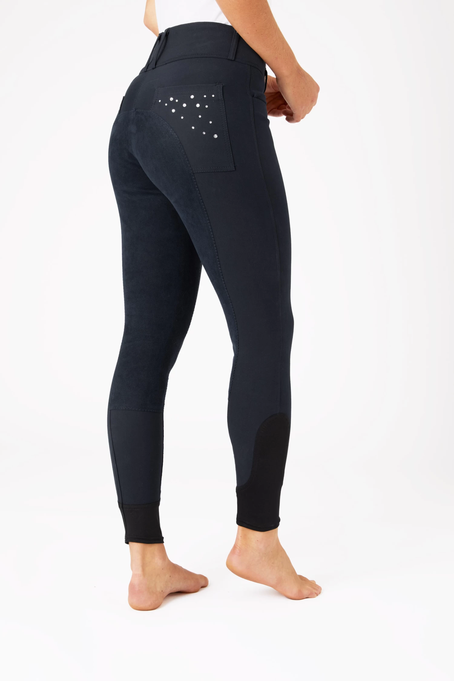 Horze Women's Leather Full Seat Breeches With Crystal Pockets 10 Horze Women's Leather Full Seat Breeches With Crystal Pockets - Image 8