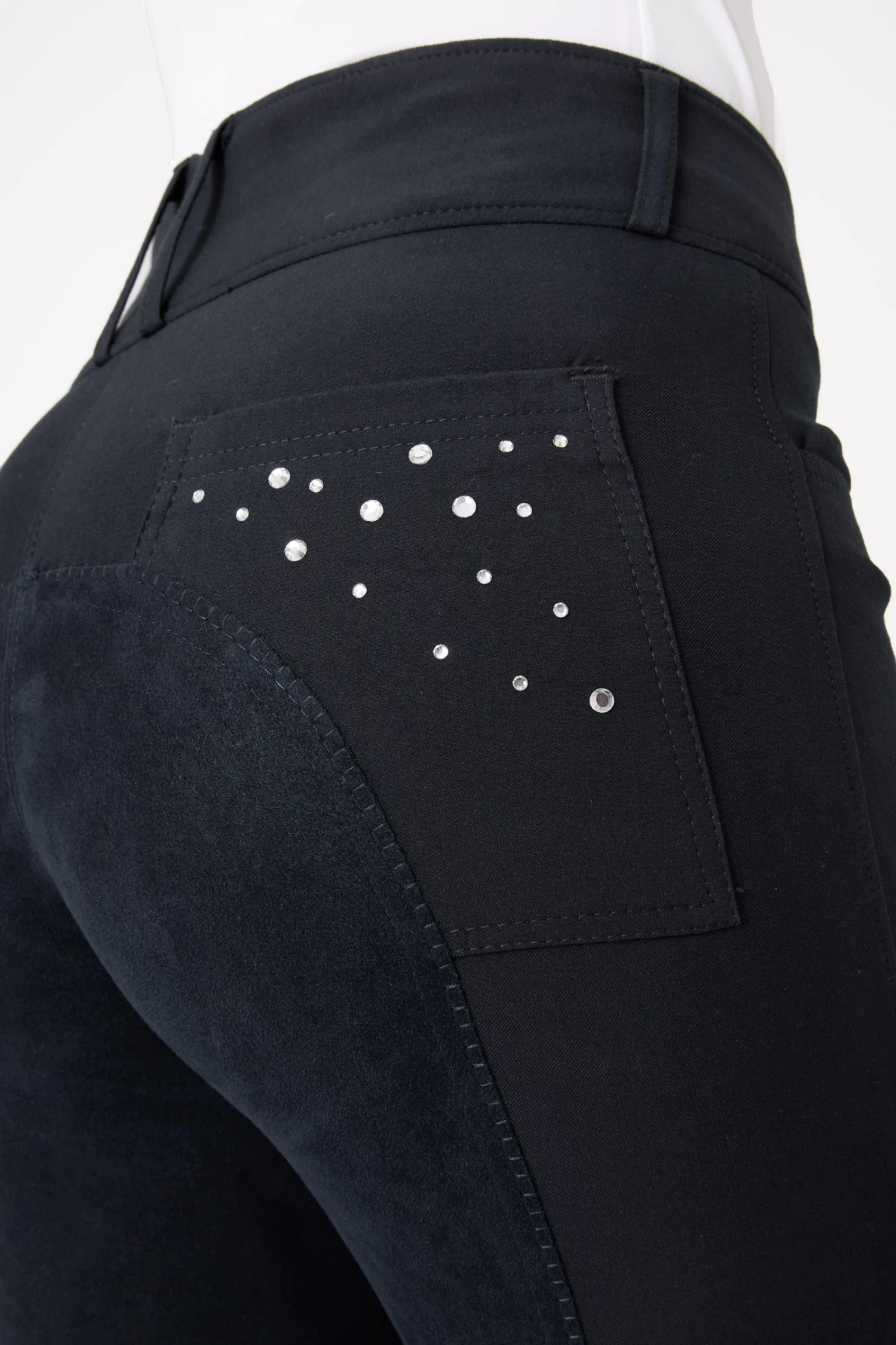 Horze Women's Leather Full Seat Breeches With Crystal Pockets 13 Horze Women's Leather Full Seat Breeches With Crystal Pockets - Image 11