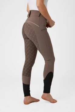 Horze Women's High Waist Silicone Full Seat Breeches With Contrast Piping -Sports - Equestrian Riding Shop CP3590 IG 2