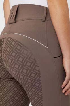 Horze Women's High Waist Silicone Full Seat Breeches With Contrast Piping -Sports - Equestrian Riding Shop CP3590 IG 5