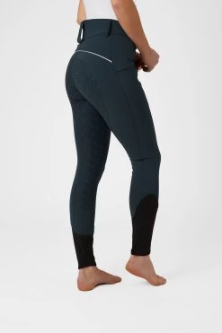 Horze Women's High Waist Silicone Full Seat Breeches With Contrast Piping -Sports - Equestrian Riding Shop CP3590 MDB 2