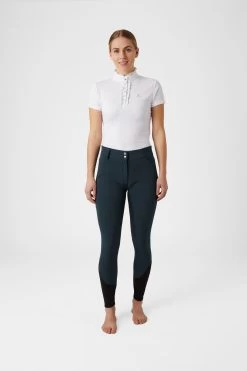 Horze Women's High Waist Silicone Full Seat Breeches With Contrast Piping -Sports - Equestrian Riding Shop CP3590 MDB 3