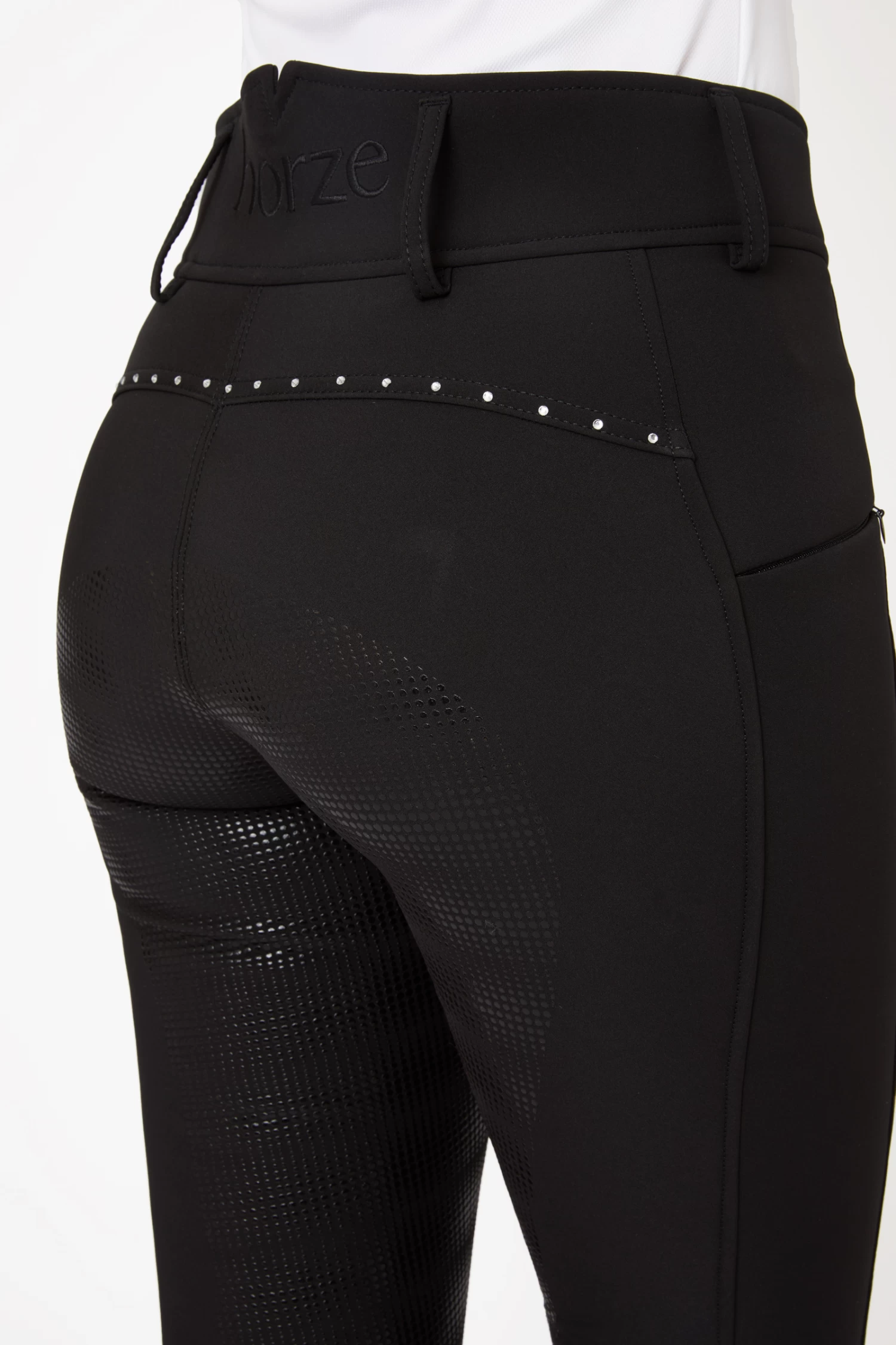 Horze Women's High Waist Softshell Thermo Breeches With Crystals 8 Horze Women's High Waist Softshell Thermo Breeches With Crystals - Image 6